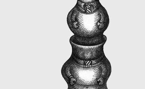 Russian doll pen and ink drawing taken from the exquisite corpse game Exquisite Godzilla
